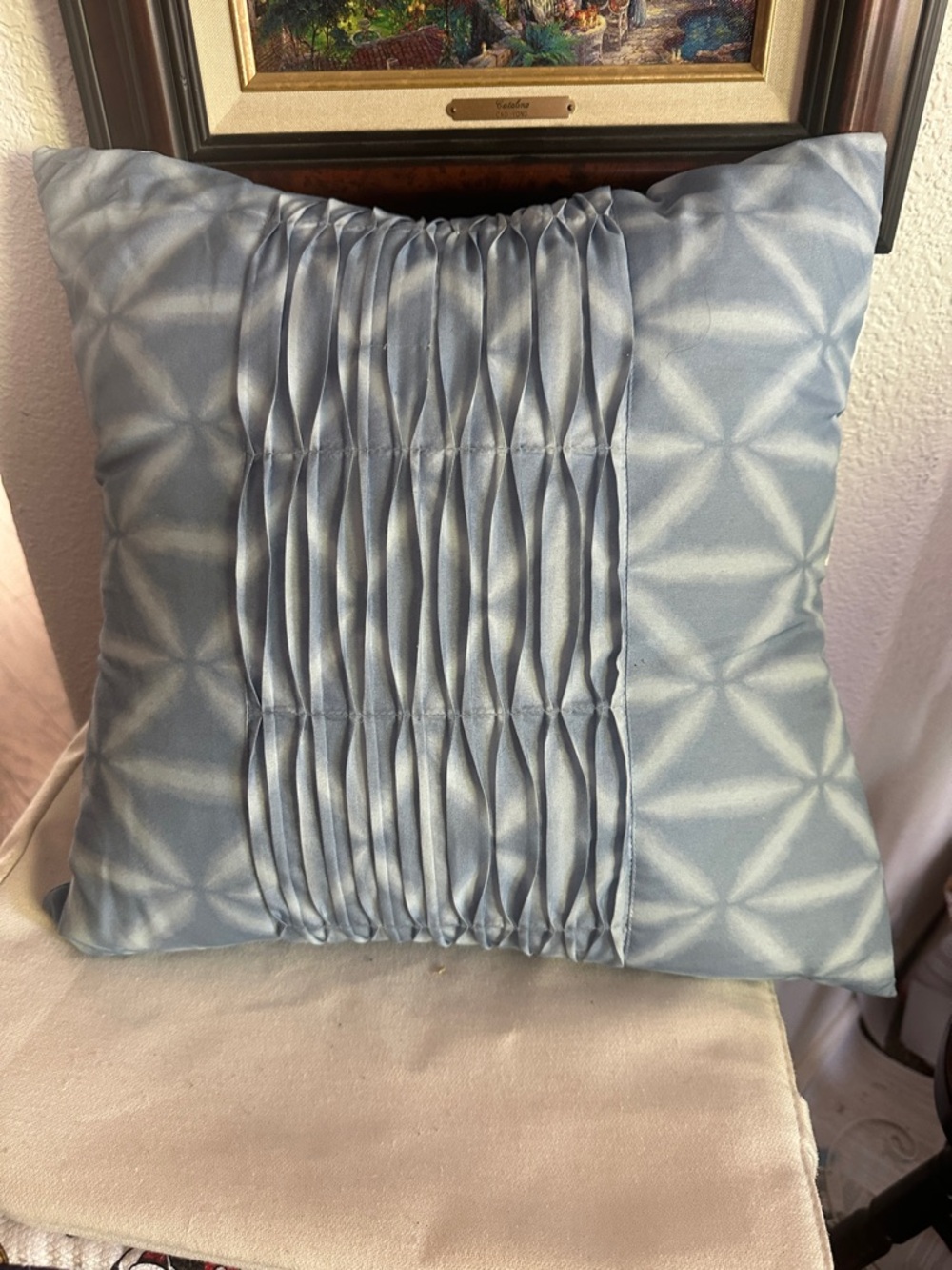 Blue Pleated Geometric Throw Pillow in Light Blue